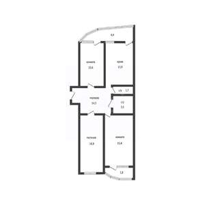 3-к квартира, вторичка, 83м2, 18/20 этаж