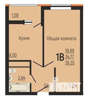 1-к квартира, вторичка, 35м2, 7/22 этаж