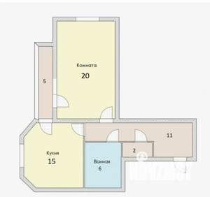 1-к квартира, вторичка, 59м2, 1/7 этаж