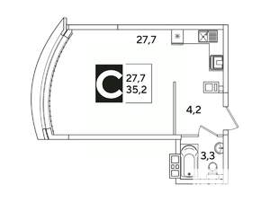 Студия квартира, вторичка, 35м2, 3/16 этаж
