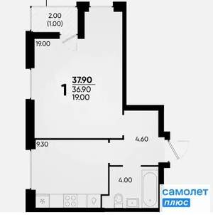 1-к квартира, вторичка, 38м2, 7/18 этаж
