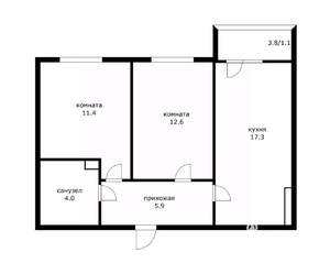 2-к квартира, вторичка, 52м2, 3/9 этаж