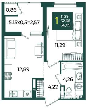 1-к квартира, вторичка, 36м2, 18/18 этаж