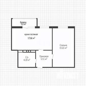1-к квартира, вторичка, 43м2, 15/16 этаж