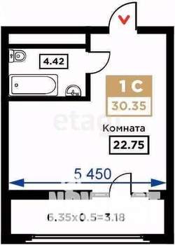 Студия квартира, вторичка, 30м2, 5/21 этаж