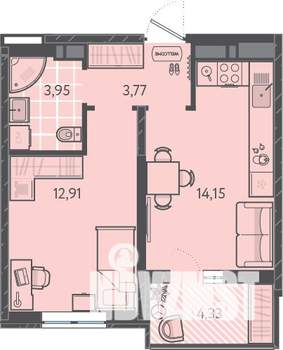 1-к квартира, вторичка, 37м2, 6/16 этаж