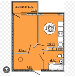 1-к квартира, вторичка, 35м2, 5/24 этаж