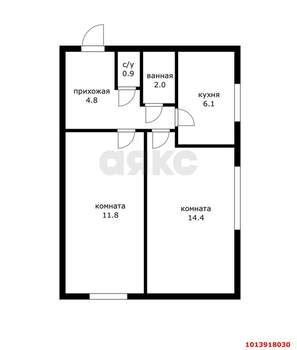 2-к квартира, вторичка, 41м2, 1/2 этаж
