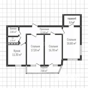 3-к квартира, вторичка, 87м2, 7/24 этаж