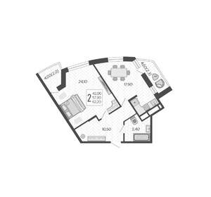 1-к квартира, вторичка, 62м2, 12/16 этаж