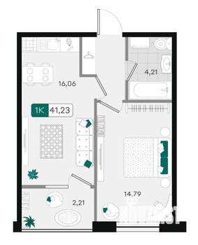 1-к квартира, вторичка, 41м2, 5/18 этаж