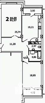 2-к квартира, вторичка, 97м2, 8/24 этаж