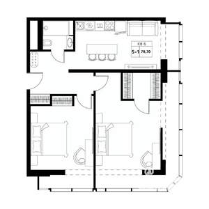 3-к квартира, строящийся дом, 79м2, 5/19 этаж
