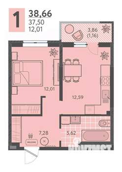 1-к квартира, вторичка, 39м2, 18/18 этаж