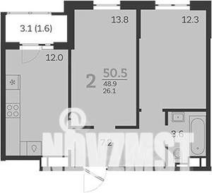 2-к квартира, вторичка, 51м2, 16/24 этаж