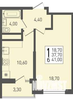 1-к квартира, вторичка, 41м2, 14/22 этаж