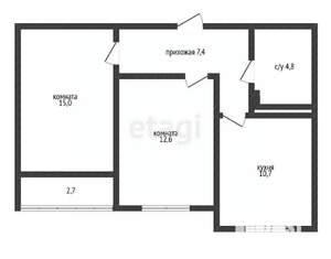 2-к квартира, сданный дом, 51м2, 9/16 этаж