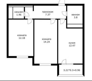 2-к квартира, вторичка, 54м2, 10/19 этаж
