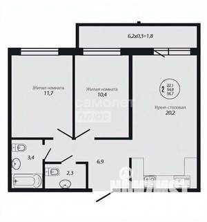 3-к квартира, вторичка, 57м2, 17/18 этаж