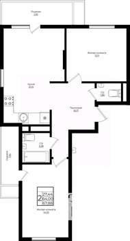 2-к квартира, вторичка, 68м2, 4/10 этаж