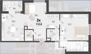2-к квартира, вторичка, 120м2, 24/24 этаж