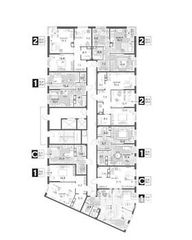 1-к квартира, строящийся дом, 46м2, 5/19 этаж