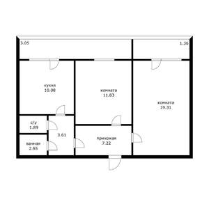 2-к квартира, вторичка, 61м2, 10/16 этаж