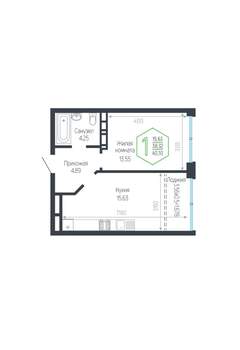 1-к квартира, вторичка, 40м2, 12/24 этаж