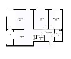 3-к квартира, вторичка, 69м2, 12/17 этаж