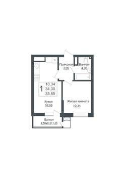 1-к квартира, вторичка, 37м2, 16/16 этаж