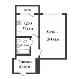 1-к квартира, вторичка, 39м2, 1/11 этаж