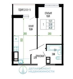 1-к квартира, вторичка, 35м2, 12/24 этаж