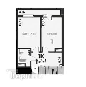 1-к квартира, вторичка, 40м2, 14/16 этаж