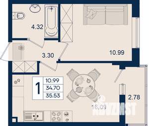 1-к квартира, вторичка, 36м2, 2/18 этаж