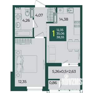 1-к квартира, вторичка, 39м2, 11/18 этаж