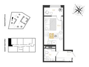 Студия квартира, вторичка, 26м2, 3/9 этаж