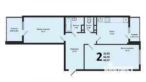 2-к квартира, вторичка, 62м2, 16/17 этаж