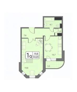 1-к квартира, вторичка, 42м2, 10/23 этаж