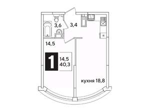1-к квартира, вторичка, 40м2, 15/16 этаж