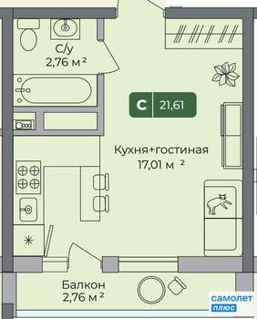 Студия квартира, вторичка, 22м2, 7/10 этаж