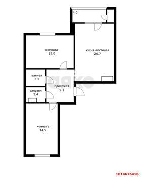 2-к квартира, вторичка, 65м2, 3/16 этаж