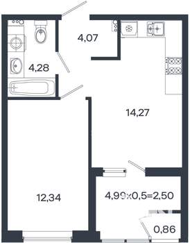 1-к квартира, вторичка, 38м2, 2/18 этаж
