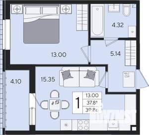 1-к квартира, вторичка, 40м2, 2/8 этаж