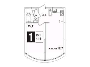 1-к квартира, вторичка, 42м2, 16/16 этаж