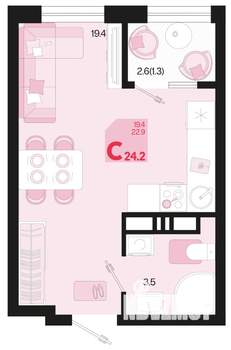 1-к квартира, вторичка, 24м2, 12/18 этаж