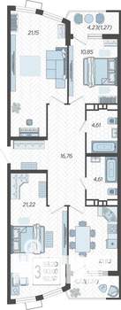 3-к квартира, строящийся дом, 93м2, 4/21 этаж