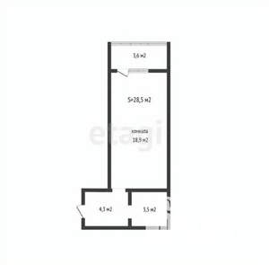 Студия квартира, вторичка, 26м2, 23/24 этаж
