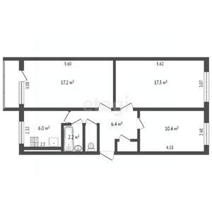 3-к квартира, вторичка, 62м2, 4/5 этаж