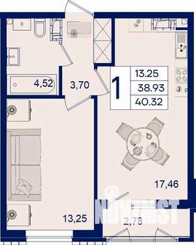 1-к квартира, вторичка, 40м2, 18/18 этаж