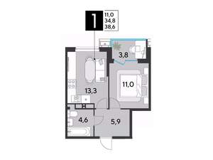 1-к квартира, вторичка, 39м2, 12/18 этаж